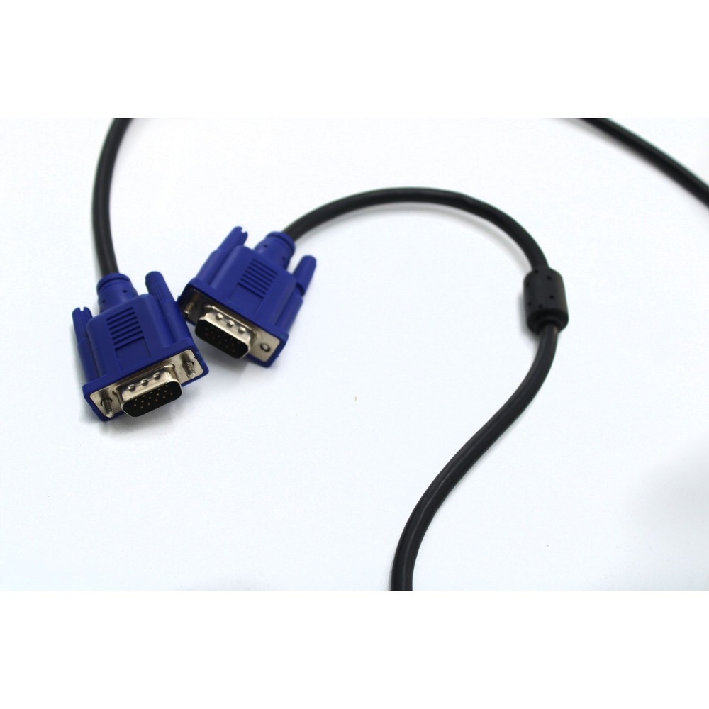 VGA Male to Male Monitor Cable 15-Pin D-Sub Video Cord with Ferrite Cores Black
